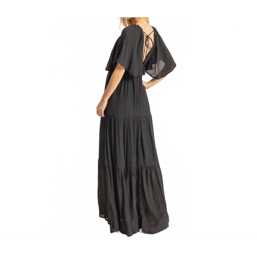 NEW HYFVE v-neck flowy sleeves maxi dress in black - Picture 3 of 4